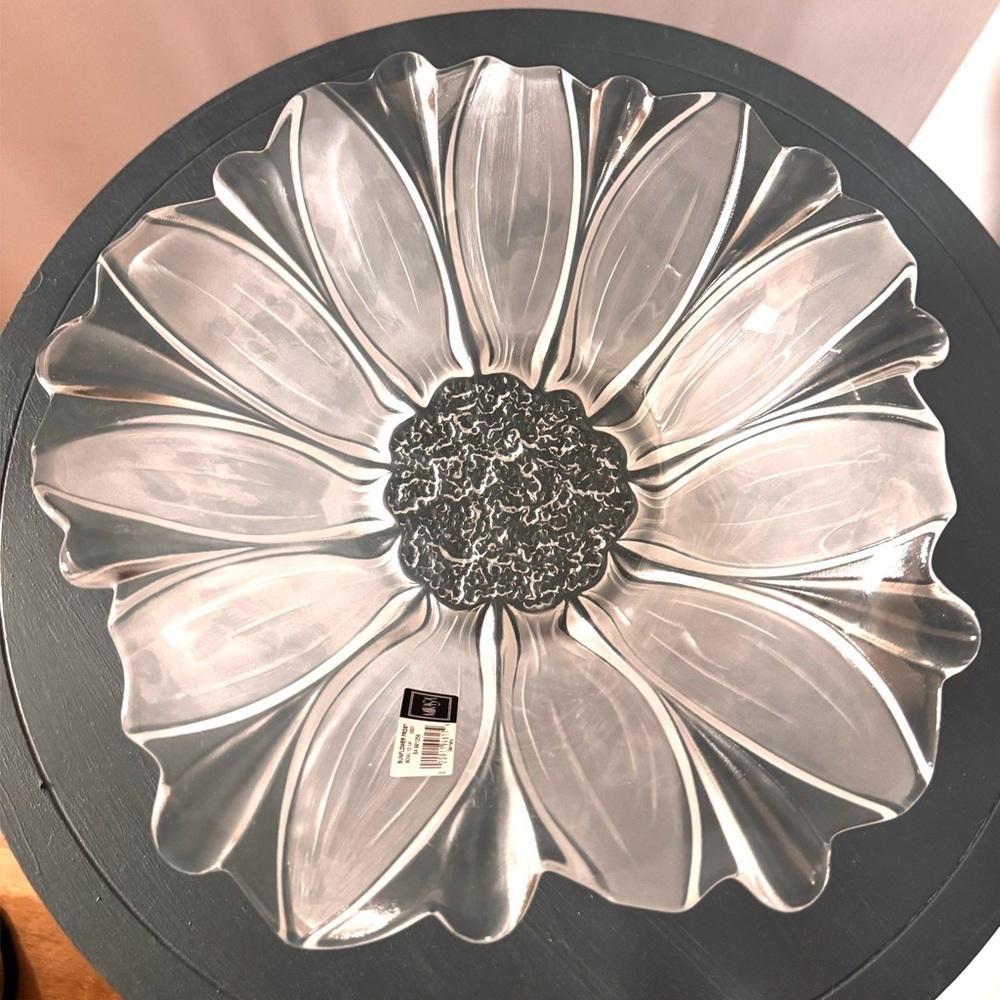 Vintage Mikasa Glass Sunflower Frost Large Round Bowl 13 1/4" New In Box Germany - Picture 9 of 9